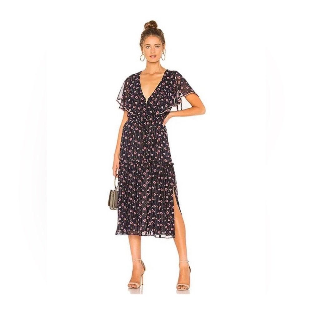 Misa Los Angeles Veronique Floral Dress Size M Midi Chiffon